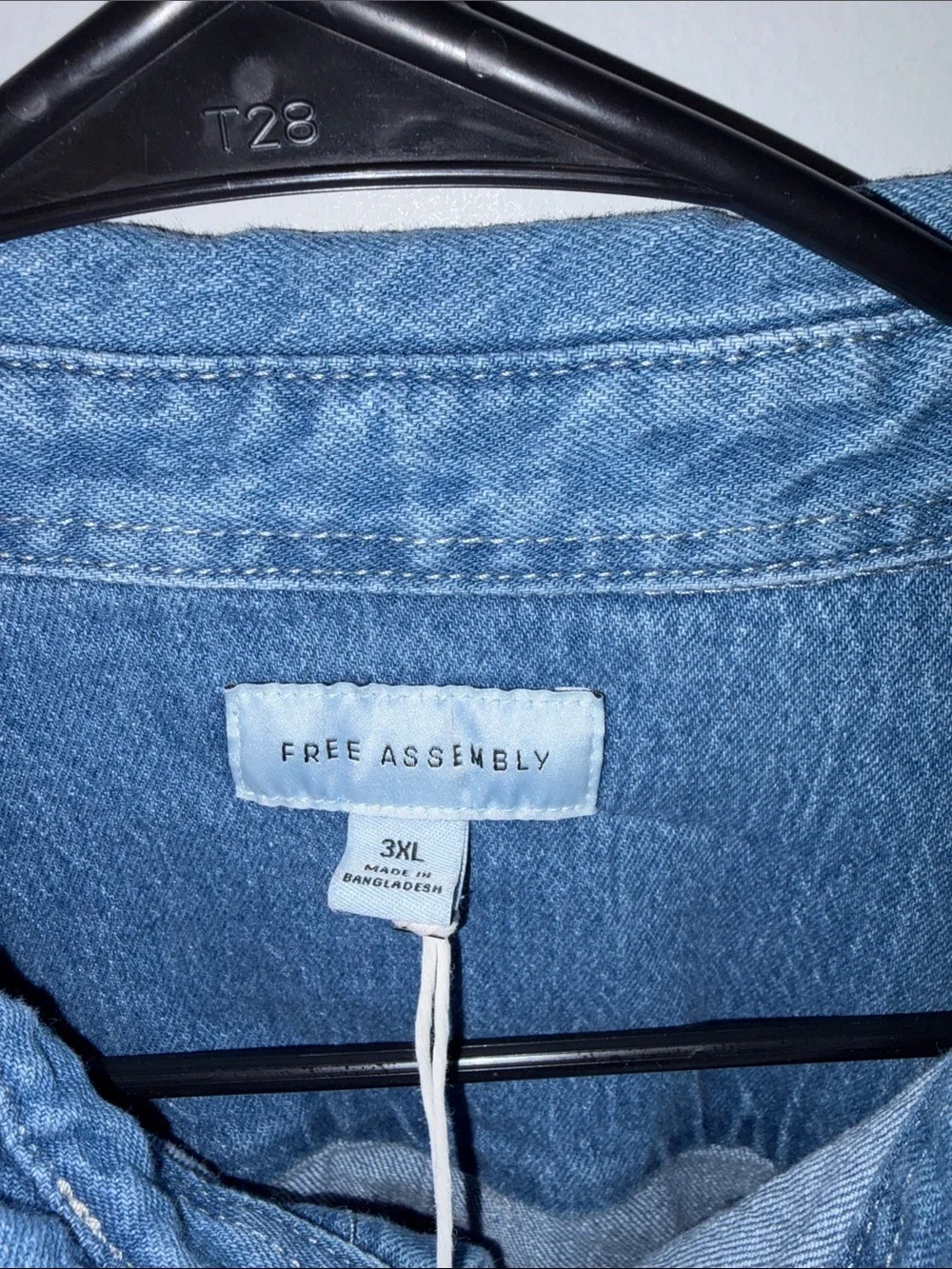 Free Assembly Men's Heavyweight Denim Overshirt with Long Sleeves, Sizes 3XL